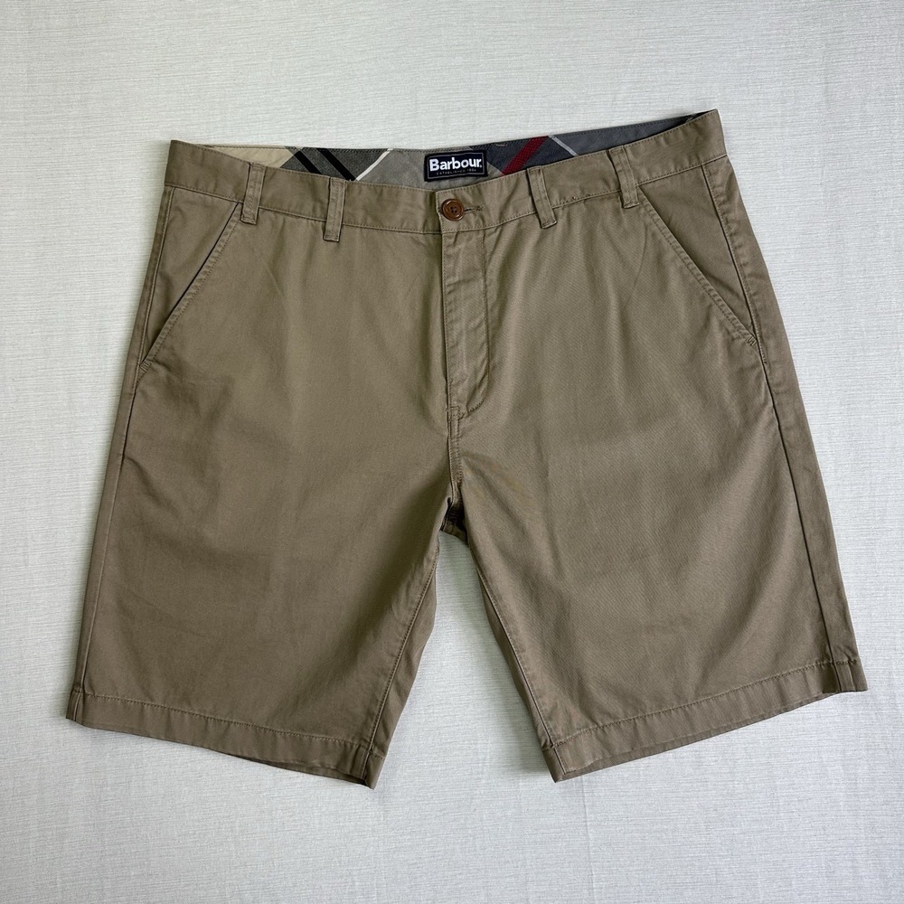 Barbour Regular Fit Chino Shorts 10" Inseam Men 40 Khaki Cotton Casual Golf